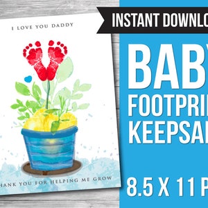 Father&#39;s Day Footprint Craft, Printable Footprint Art, Baby Footprint Keepsake Gift, Daycare Activity