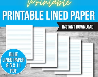 Paquete de hojas de papel rayado azul: ancho, regla universitaria (Descargar PDF)