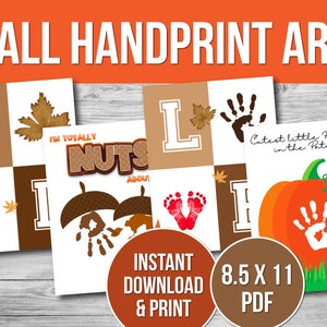 Fall Handprint Activity, Baby Handprint Keepsake Gift, Kids Craft, Printable Kids Activity, Daycare Activity