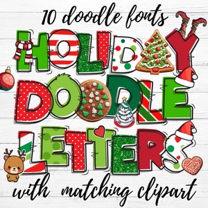 Doodle Font,Alpha Doodle Letters,Christmas Alphabet Letters, Doodle Letters PNG, Christmas Font, Christmas Letters Clipart PNG, Doodle