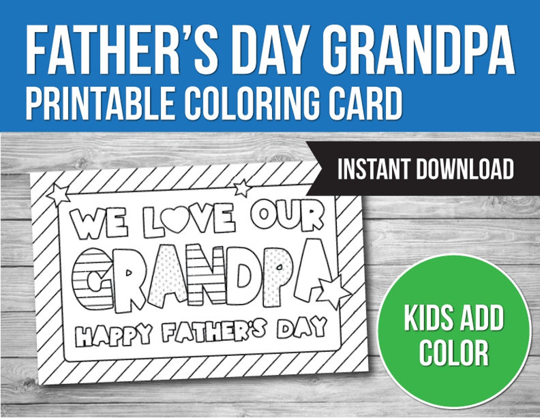 Father's Day Coloring Card for Grandpa Gift for Grandpa - Etsy