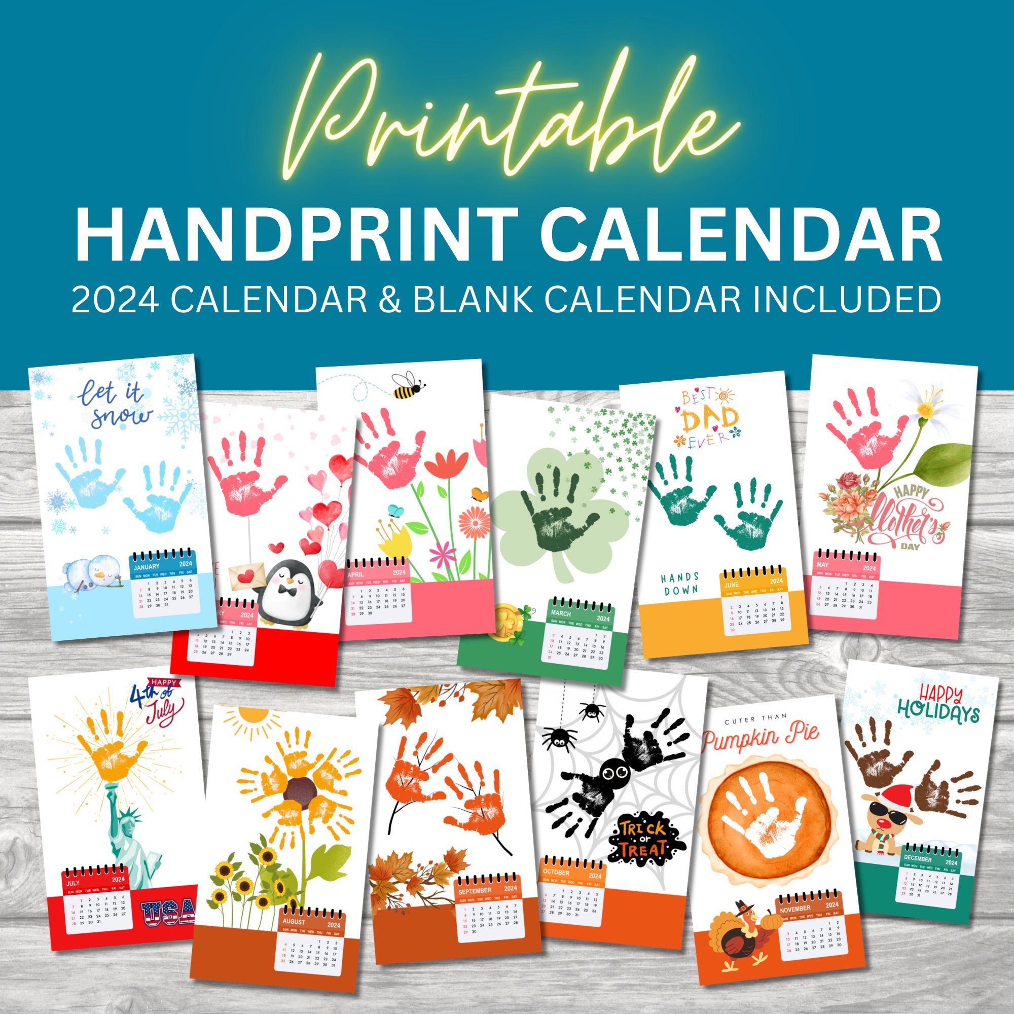 2024 Handprint Calendar, Printable Handprint Calendar, Handprint Craft