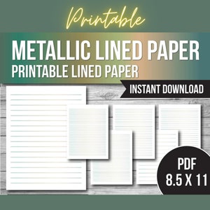 Lot de papiers lignés imprimables, règle large du Collège, cahier, papier ligné PDF SVG PNG Jpeg métallique