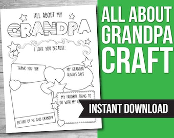 Patrón imprimible "Todo sobre mi abuelo", regalo para el Día del Padre (PDF)