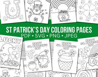 Pacote de desenhos para colorir do Dia de São Patrício (pdf, jpeg, png, svg)