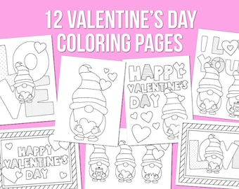 Valentine Activity Craft, Valentine Coloring Pages, 5 minute Craft, Valentine Gnomes, Printable Coloring Pages