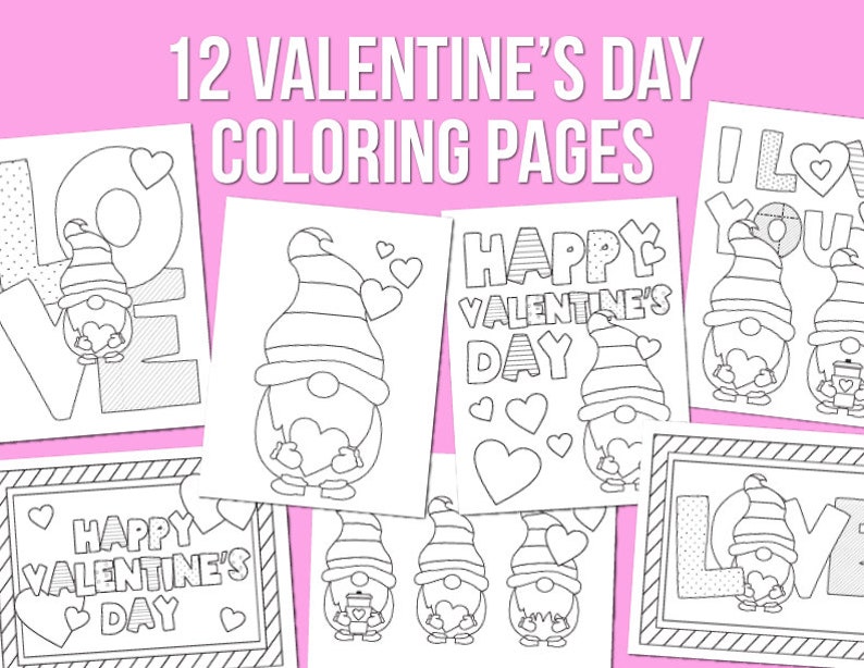 Valentine Coloring Craft For Kids Printable Coloring Pages Etsy