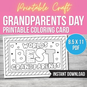 Tarjeta para colorear del Día de los Abuelos, PDF imprimible, regalo para abuelas y abuelos, actividad para niños, regalo para abuelos de parte de sus nietos.