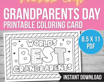 Grandparents Day Coloring Card Printable PDF, Coloring Card, Grandmother Card, Gift from Grandkids
