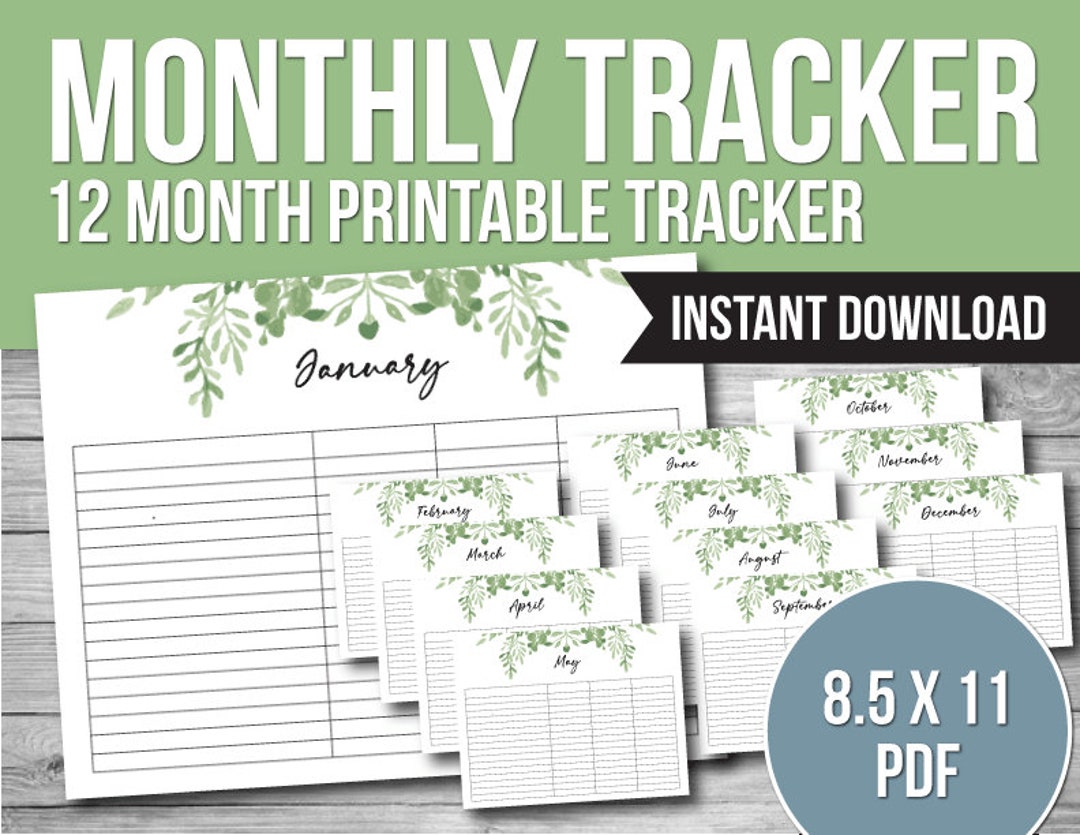 Monthly Tracker Printable Inventory Tracker Habit Goal Etsy