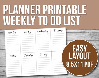 Lista de tareas semanales imprimible, planificador en PDF