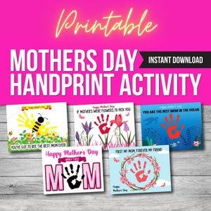Mother&#39;s Day Handprint Art, Printable Keepsake Art, Mother&#39;s Day Craft Gift, Digital Download, Classroom Activity, Daycare Activity