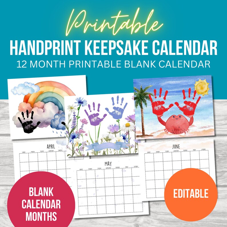 2024 Handprint Calendar, Printable Handprint Craft, Handprint Art