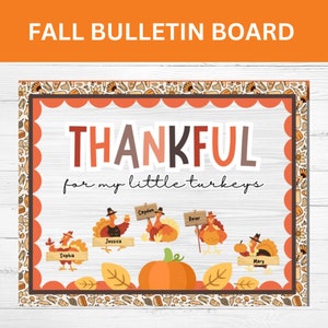 Thanksgiving Bulletin Board Kit, Classroom Door Decor, Easy Autumn Classroom Decorations, Thankful