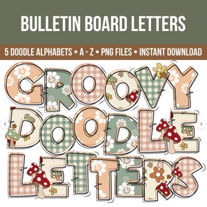 BOHO Doodle Letters Alphabet PNG, Fall Alphabet Letters, Alphabet Clip Art, Sublimation Doodle Alphabet Letters