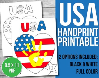Patriotic Handprint Craft Templates: USA Holiday Kids Art (digital ...