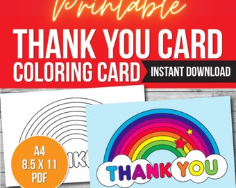 Regenbogen Dankeschön-Malkarte: Druckbare Kinderaktivität (PDF)