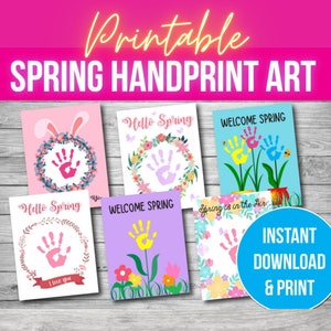 Spring Handprint Art, Preschool Activities, DIY Gift, Craft Keepsake Art, Handprint Footprint Craft Keepsake