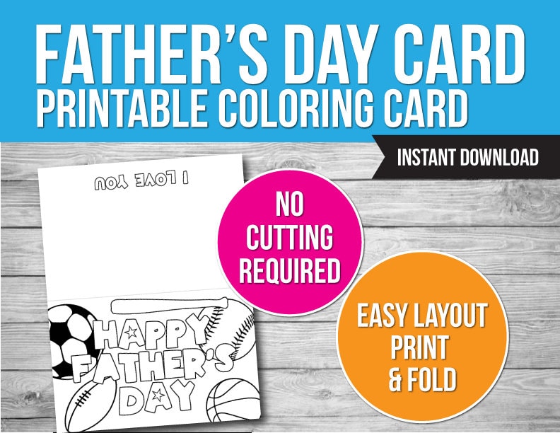 Happy Father's Day Printable Coloring Card Father's - Etsy