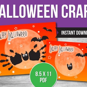 Halloween Handprint Craft, Kids Craft Activity, Halloween Craft for Kids Toddler Baby Printable PDF
