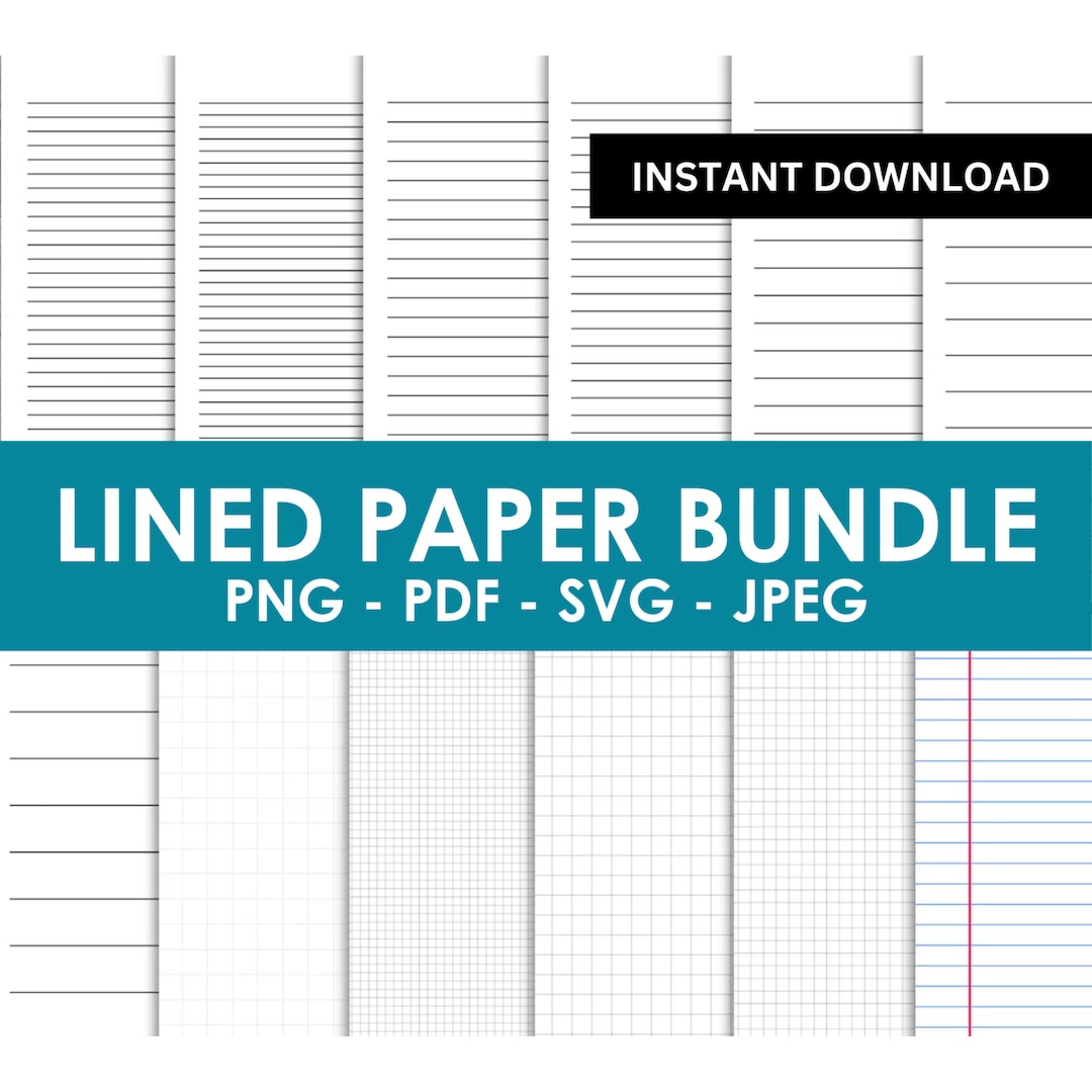 Printable Lined Paper Bundle, Wide Rule College Rule, Notebook Lined ...