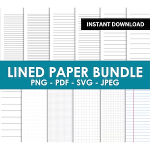 Printable Lined Paper. Wide Ruled Paper. College Ruled Paper. Digital Lined  Paper. Lined Pages. Printable Note Paper 