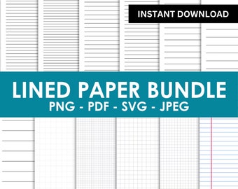 Printable Lined Paper Bundle, Wide Rule College Rule, Notebook Lined Paper PDF SVG PNG Jpeg