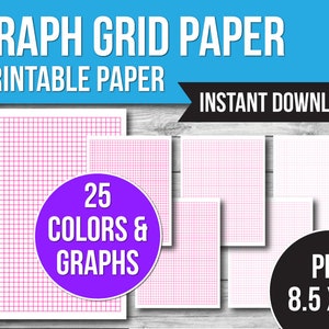 Printable Graph Paper Bundle, Grid Paper, Graph Paper, Colored Printable Graph Paper, Journal Graph Paper, Digital Download Paper