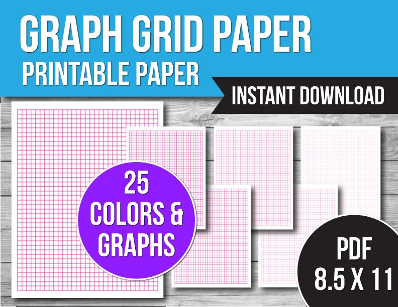 Printable Graph Paper Bundle, Grid Paper, Graph Paper, Colored