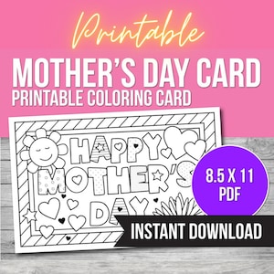 Tarjeta para colorear imprimible para el Día de la Madre, colorea tu propia tarjeta para el Día de la Madre, actividad para el Día de la Madre, regalo DIY para mamá