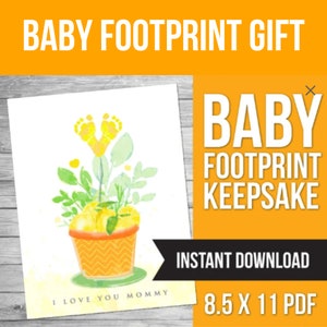 Baby Footprint, Baby Keepsake, 1st Mothers Day Gift, Handprint Art, Mothering Sunday, DIY Gift for Mom