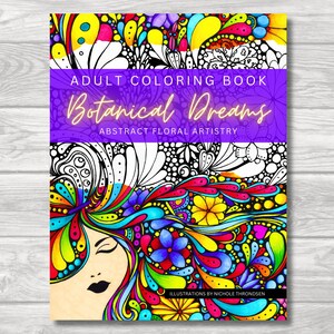 Adult Coloring Book for Stress Relief, Mindfulness Coloring, Nature Coloring Patterns, Printable PDF, Coloring, Digital Download
