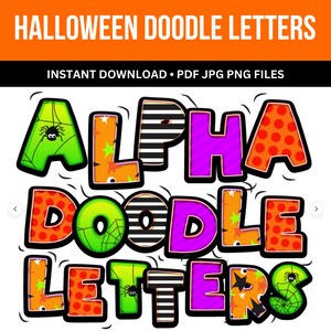 Doodle Font,Alpha Doodle Letters,Halloween Doodle Letters Clip Art PNG Files, Doodle Alpha Bundle, Halloween Clipart Alphabet Doodle Set