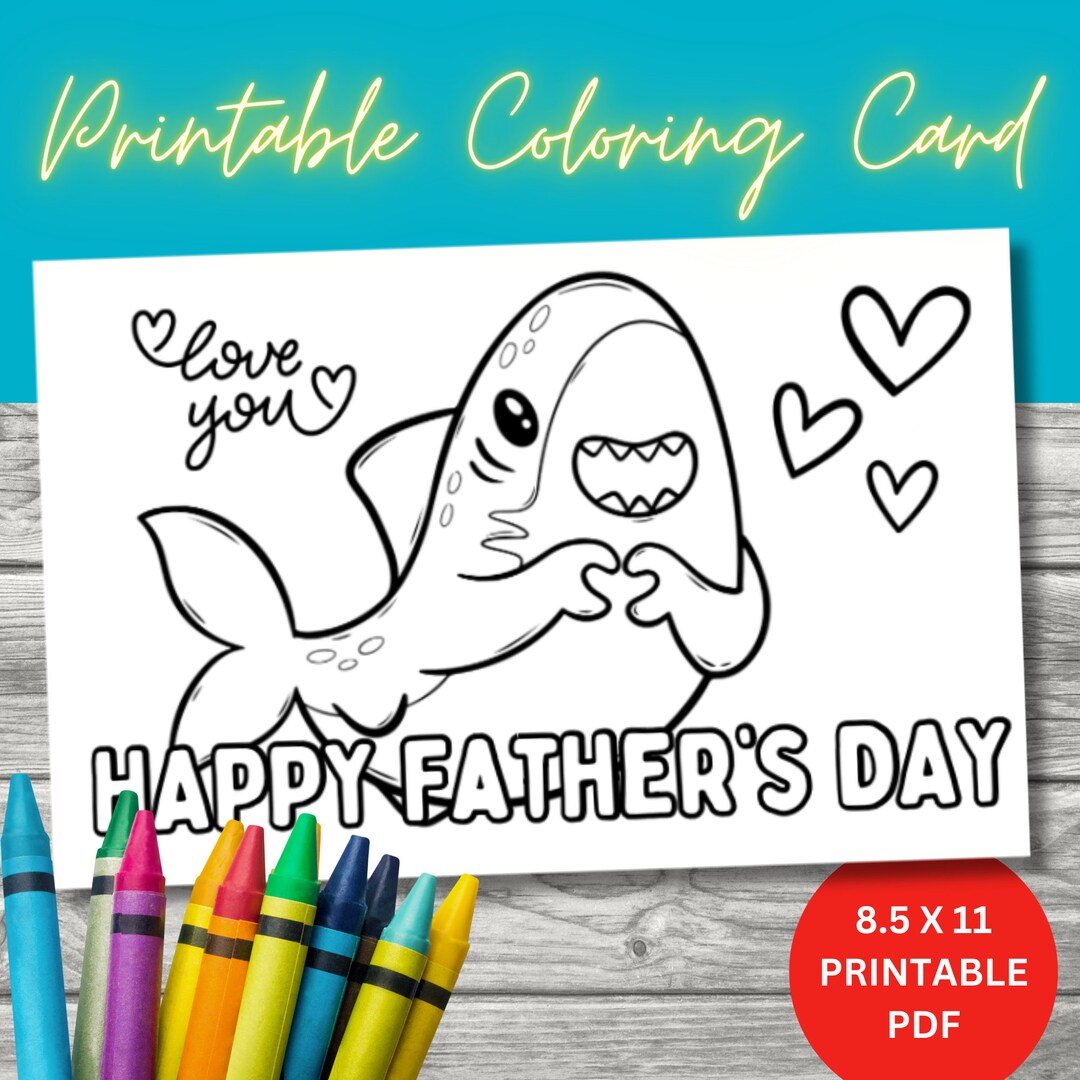 Fathers Day Card PRINTABLE Coloring Card Color Your Own Fathers Day