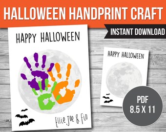 Halloween Handabdruck Kunst: Basteln für Kinder