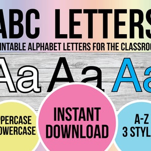 ABC Printable Letters, Printable Alphabet Letters, Classroom Alphabet, Digital Download, A-Z Printable PDF