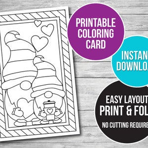 Printable Valentine’s Day Card for Kids, Classroom Valentines Craft for Kids, Valentine Coloring Card Printable Craft, Printable PDF