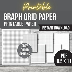 Printable Graph Paper, Grid Paper, Gray Graph Paper, Printable Paper Download, Quadrille, 5mm