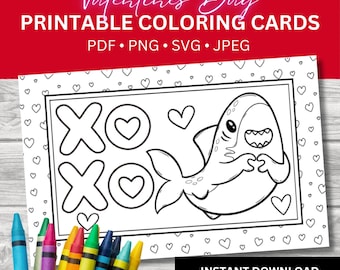 Ausdruckbare Malkarten, Valentinstag, Ausmalbilder, Kinder Basteln (pdf, png, svg, jpeg)