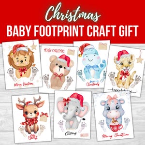 Baby&#39;s First Christmas Footprint Art DIY Keepsake Gift Printable Craft