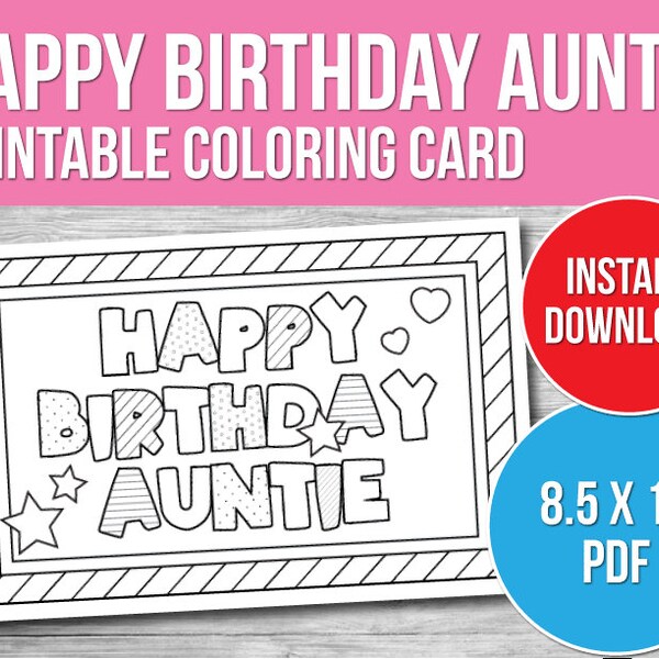 Happy Birthday Aunt Coloring Sheet - Etsy