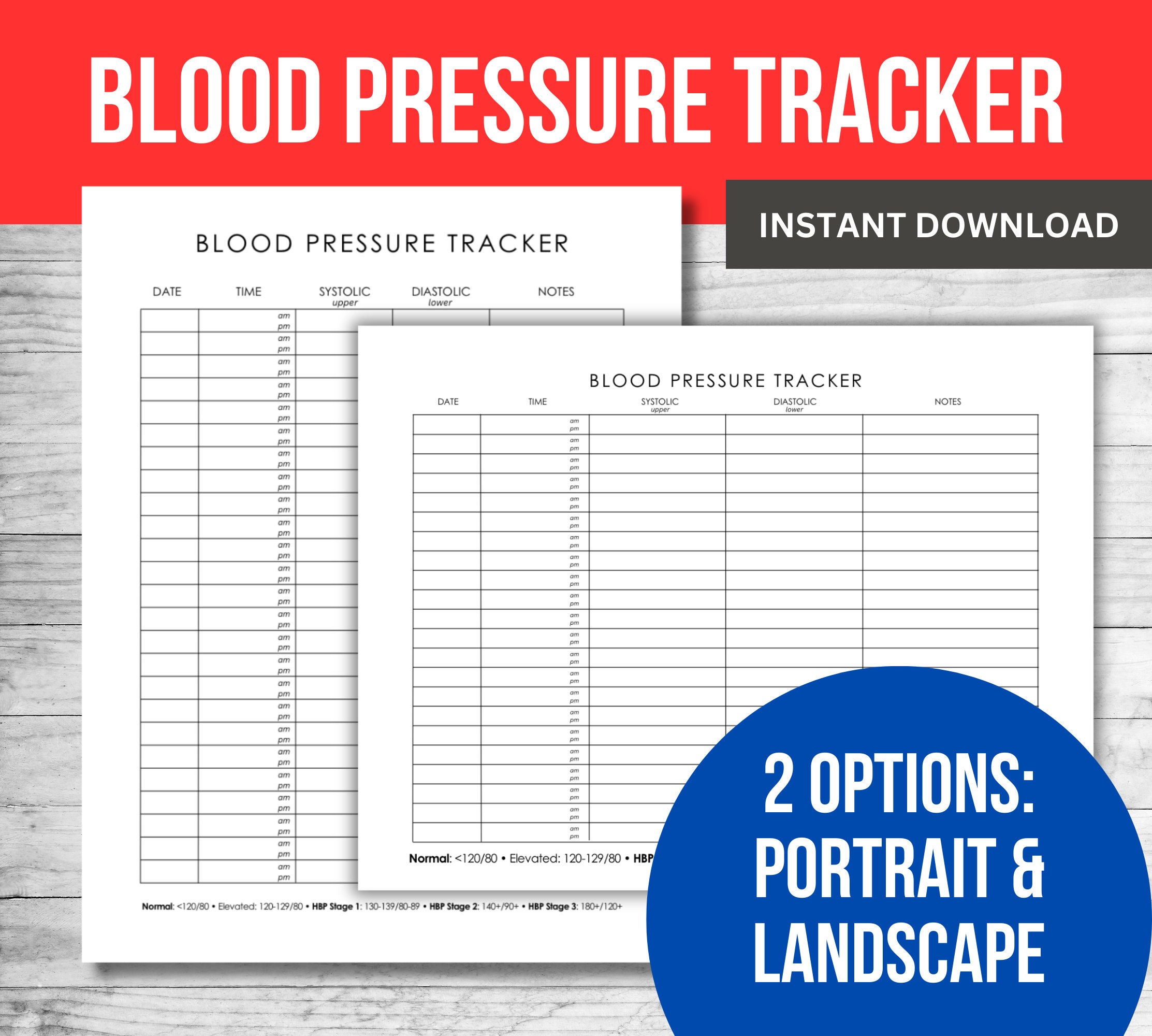 Blood Pressure Log Printable – Editable PDF Tracker, , Medical Health ...