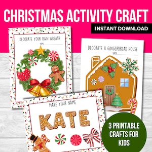 Christmas Activity Bundle for Kids, Gingerbread Craft and Scissor Practice Printable PDF (Instant Download)