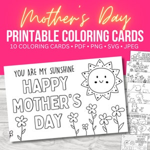 Printable Mothers Day Coloring Card, DIY Mothers Day Card, Color Your ...