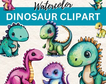 Aquarell Dinosaurier Clipart-Paket (PNG)