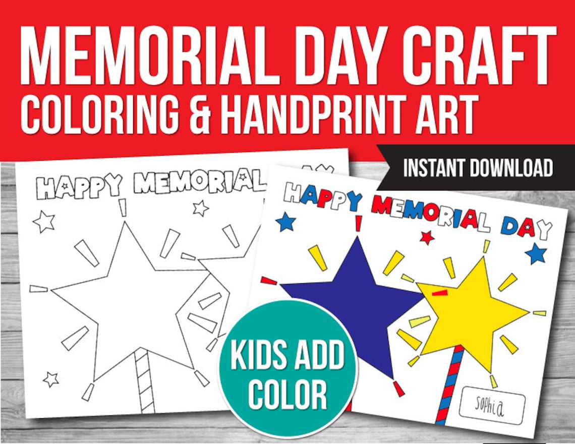 Memorial Day Craft Activity Handprint Art Memorial Day - Etsy