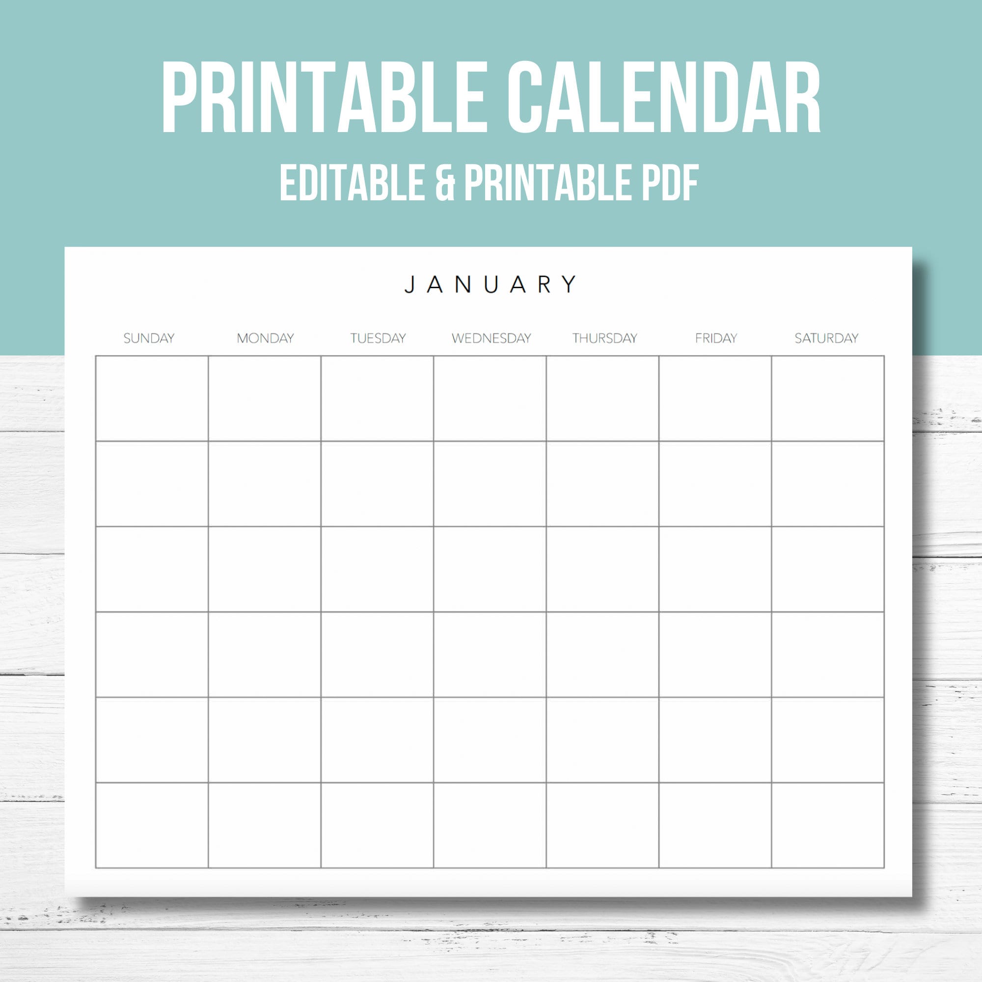Printable Blank Monthly Calendar, Editable Calendar, 12 Month Calendar,  Blank, Digital Download, PDF - Etsy
