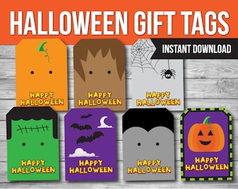 Halloween Gift Tags, Halloween Party Printable Favor Tags, Treat Tags, Halloween Printable, Trick-or-Treat