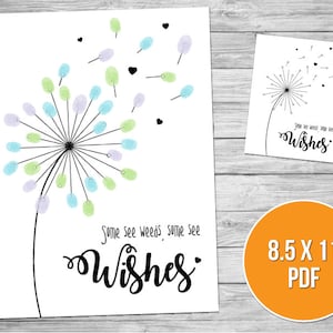 Dandelion Fingerprint DIY Craft for Kids, Fingerprint Art Keepsake, Printable Craft