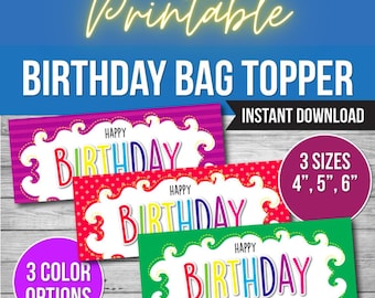 Birthday Treat Bag Topper: Colorful Party Favor